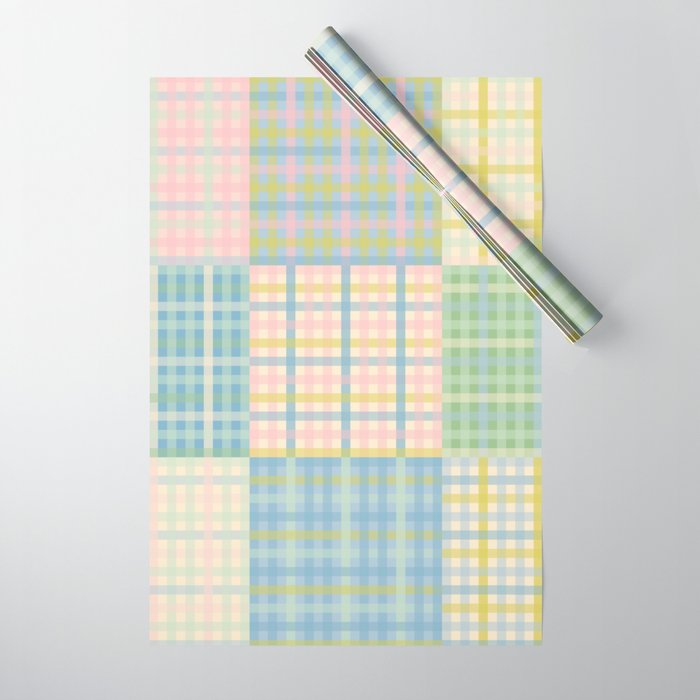 Gingham Patchwork Pastel Checkered Pattern Wrapping Paper Gallery Image 1