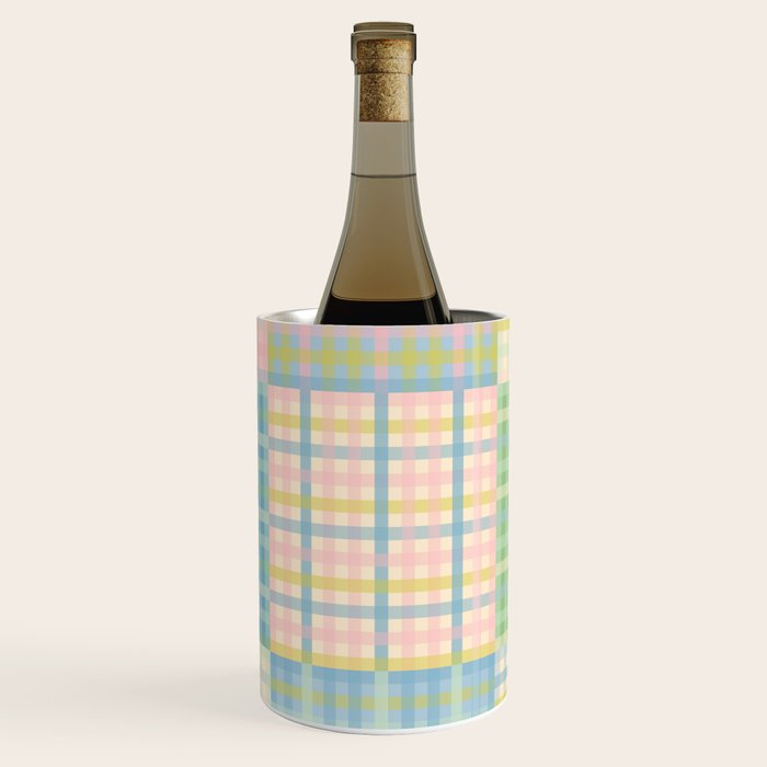 Gingham Patchwork Pastel Checkered Pattern Wine Chiller Gallery Image 1