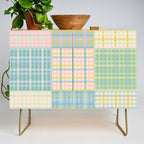 Gingham Patchwork Pastel Checkered Pattern Credenza Gallery Image 1