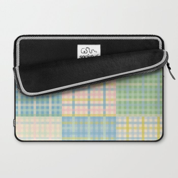 Gingham Patchwork Pastel Checkered Pattern Laptop Sleeve Gallery Image 2