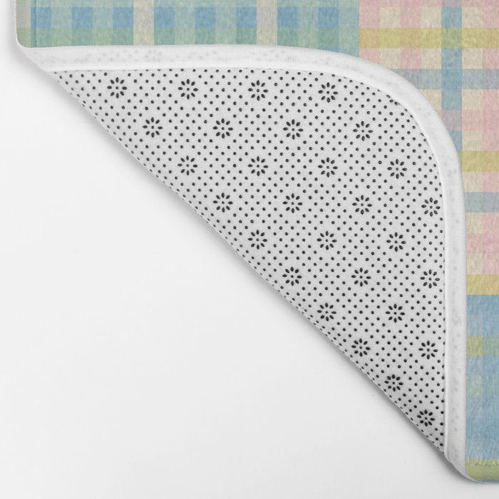 Gingham Patchwork Pastel Checkered Pattern Bath Mat Gallery Image 2