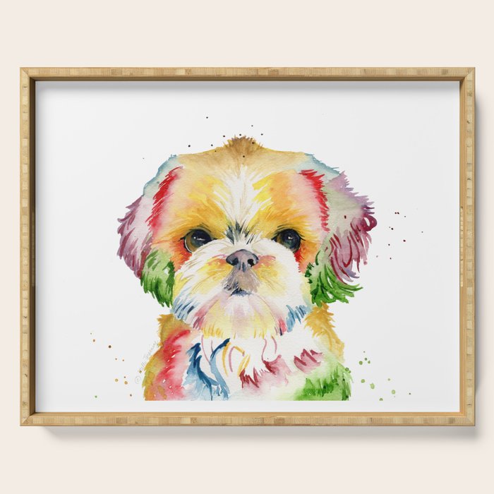 Shih Tzu Watercolor  Serving Tray Gallery Image 1