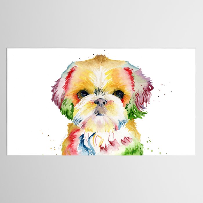 Shih Tzu Watercolor  Tablecloth Gallery Image 2
