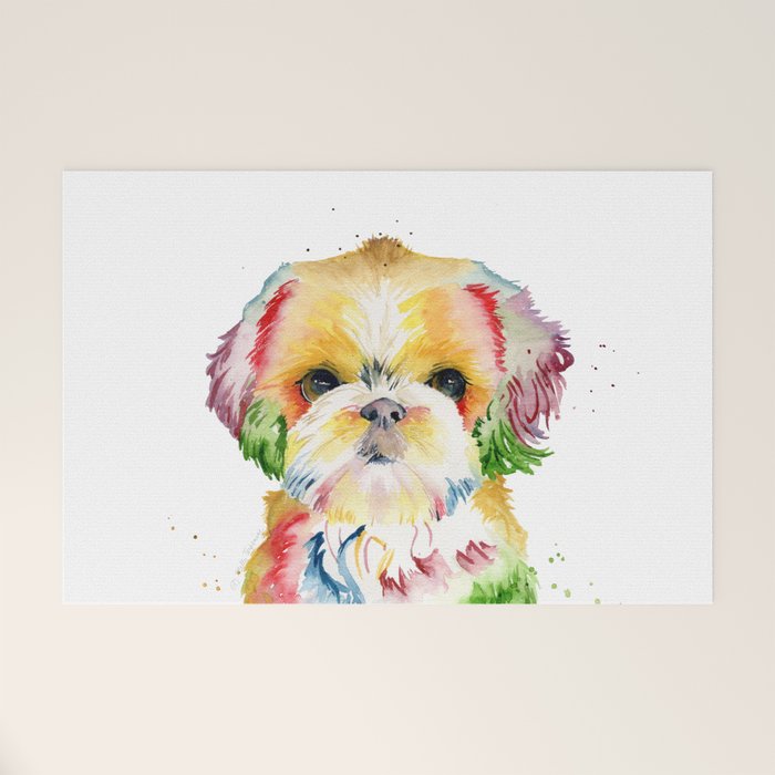 Shih Tzu Watercolor  Welcome Mat Gallery Image 1