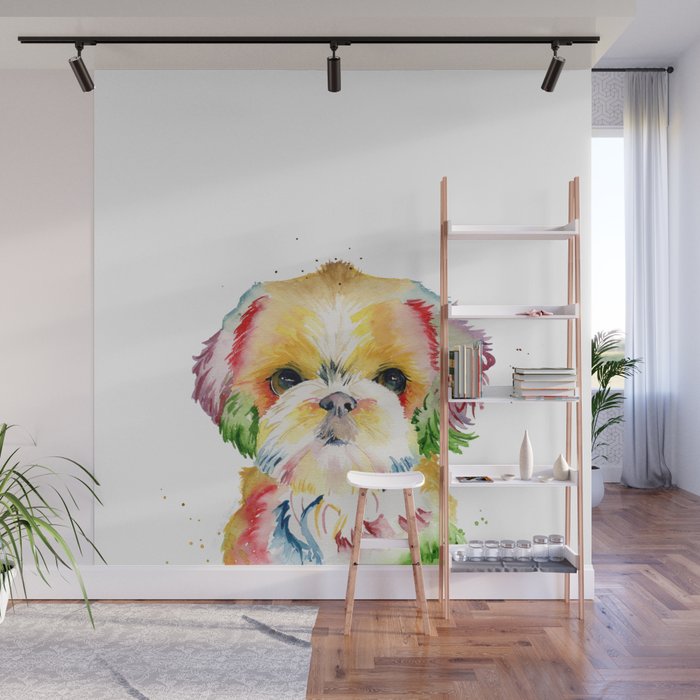Shih Tzu Watercolor  Wall Mural Gallery Image 1