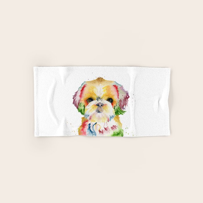 Shih Tzu Watercolor  Bath Towel Gallery Image 1