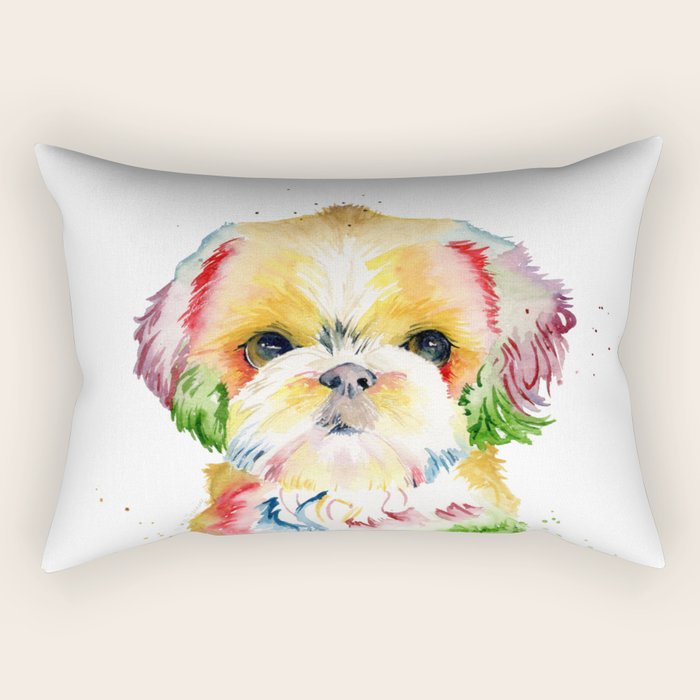 Shih Tzu Watercolor  Rectangular Pillow Gallery Image 2
