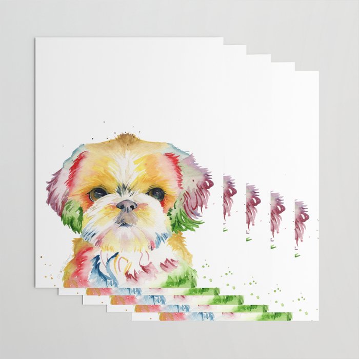 Shih Tzu Watercolor  Wrapping Paper Gallery Image 3