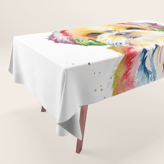Shih Tzu Watercolor  Tablecloth Gallery Image 1