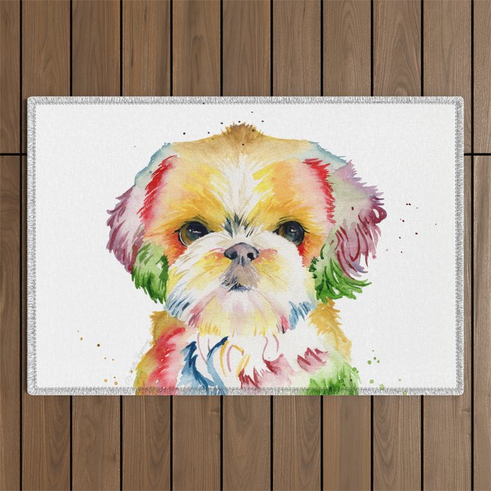 Shih Tzu Watercolor  Outdoor Rug Gallery Image 1