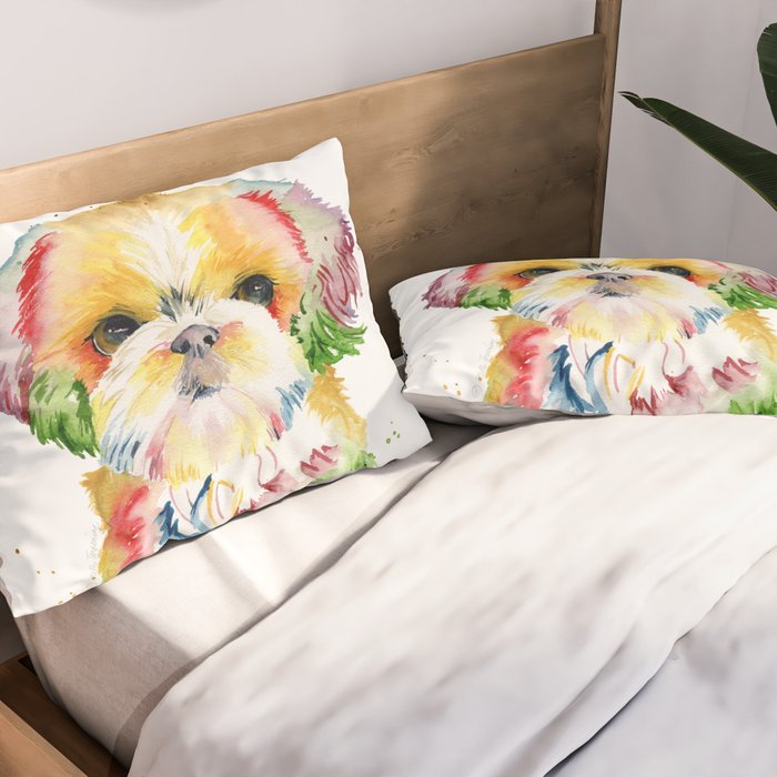 Shih Tzu Watercolor  Pillow Sham Gallery Image 2