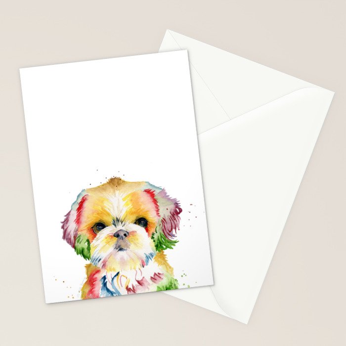 Shih Tzu Watercolor  Stationery Card Gallery Image 2