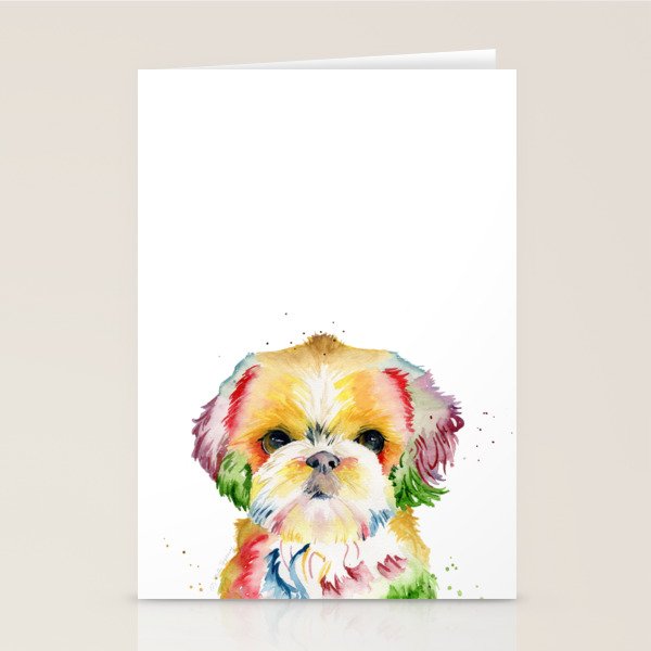 Shih Tzu Watercolor  Stationery Card Gallery Image 1