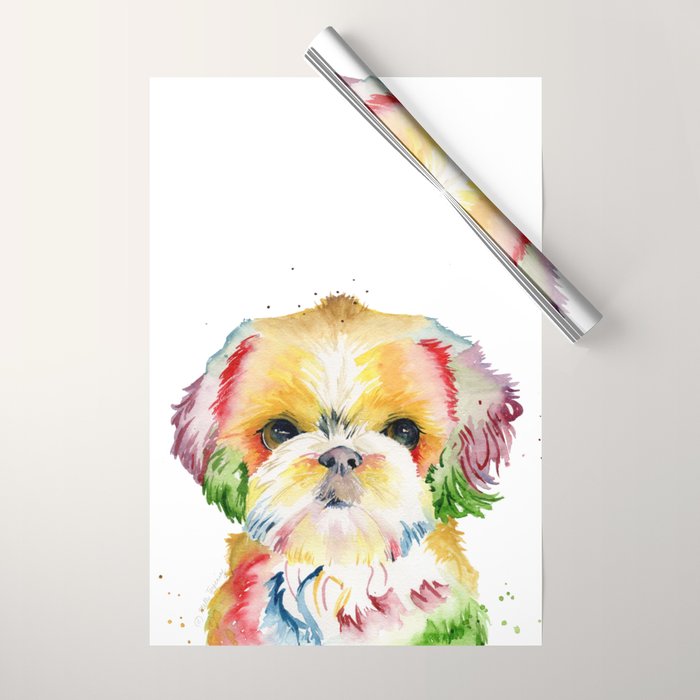 Shih Tzu Watercolor  Wrapping Paper Gallery Image 1