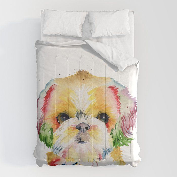 Shih Tzu Watercolor  Comforter Gallery Image 6