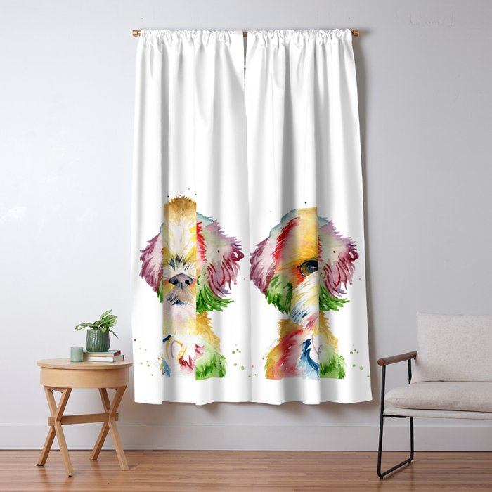 Shih Tzu Watercolor  Window Curtain Gallery Image 1