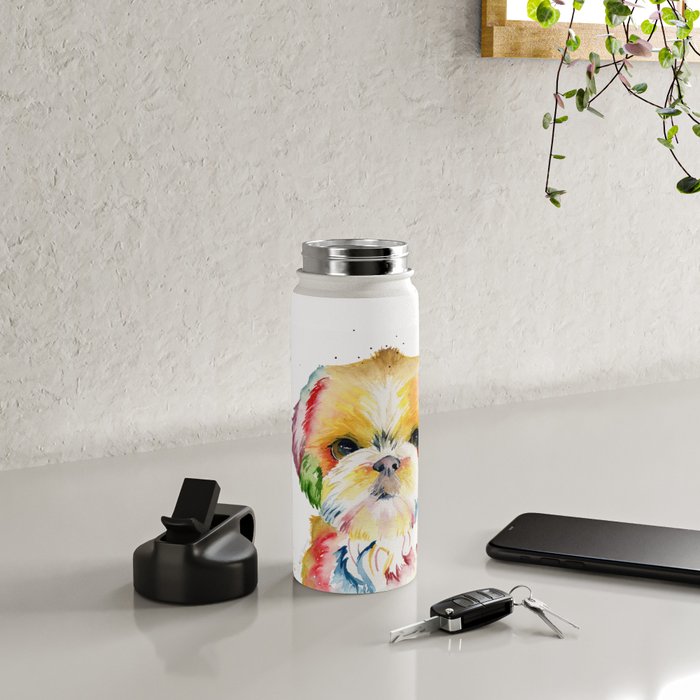 Shih Tzu Watercolor  Water Bottle Gallery Image 4