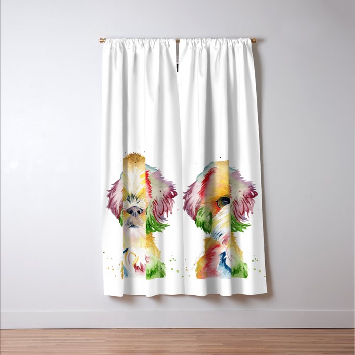 Shih Tzu Watercolor  Window Curtain Gallery Image 3