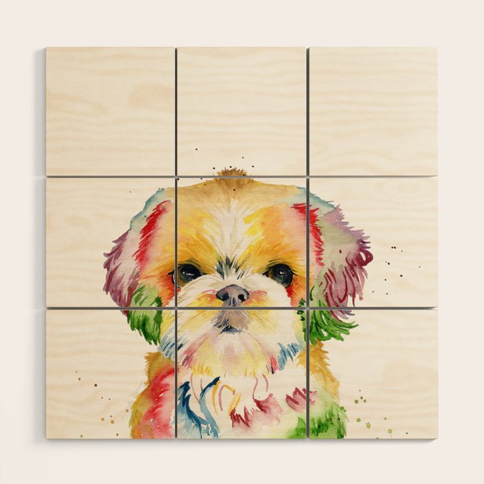 Shih Tzu Watercolor  Wood Wall Art Gallery Image 1