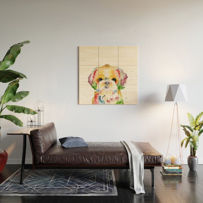 Shih Tzu Watercolor  Wood Wall Art Gallery Image 2