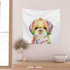 Shih Tzu Watercolor  Wall Tapestry Gallery Image 2