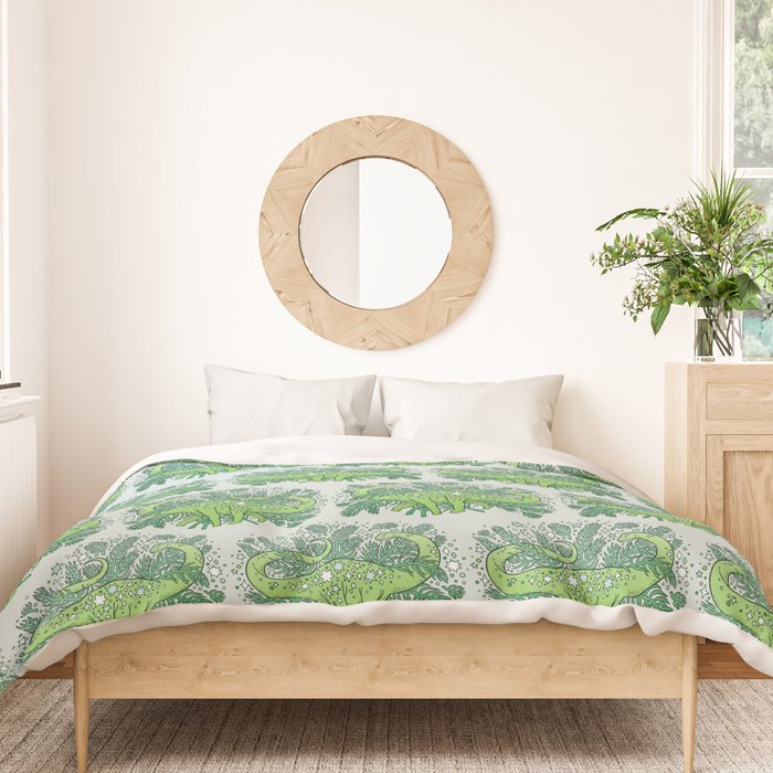 Evergreen Apatosaurus | Dinosaur Cosmic Festive Art Duvet Cover Gallery Image 3