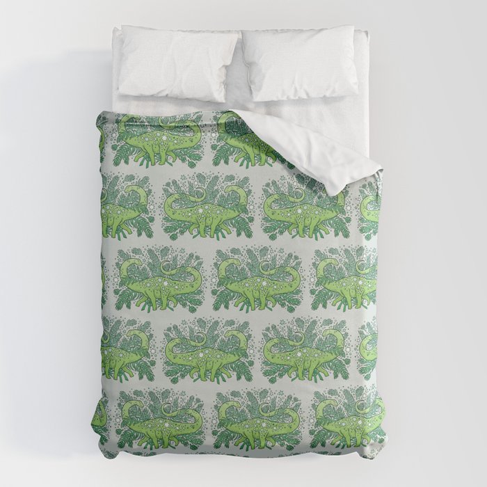 Evergreen Apatosaurus | Dinosaur Cosmic Festive Art Duvet Cover Gallery Image 6