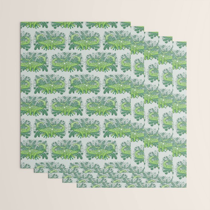 Evergreen Apatosaurus | Dinosaur Cosmic Festive Art Wrapping Paper Gallery Image 3