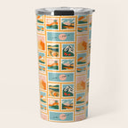 Vintage nature landscape post card stamp pattern Travel Mug Gallery Image 1