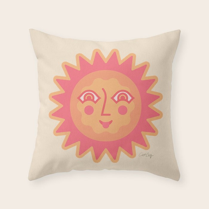 Sunshine Faces - Pink OmbrÃ© Throw Pillow Gallery Image 1