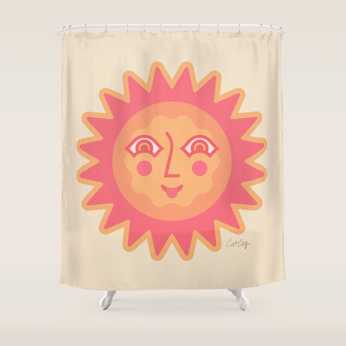 Sunshine Faces - Pink OmbrÃ© Shower Curtain Gallery Image 1