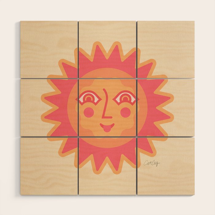 Sunshine Faces - Pink OmbrÃ© Wood Wall Art Gallery Image 1