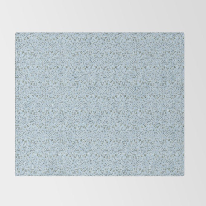 Blue and Gray Modern Florals Throw Blanket Gallery Image 2