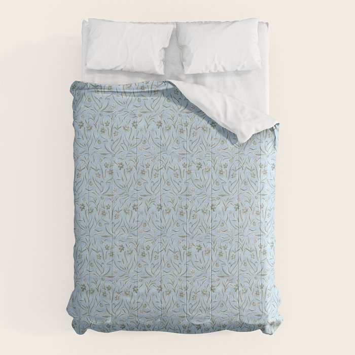 Blue and Gray Modern Florals Comforter Gallery Image 6