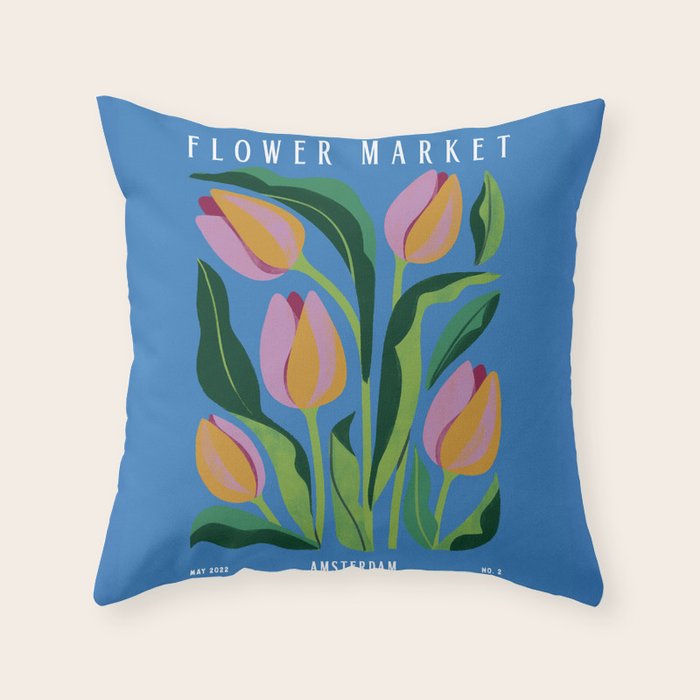 Flower Market Tulips Throw Pillow Gallery Image 6