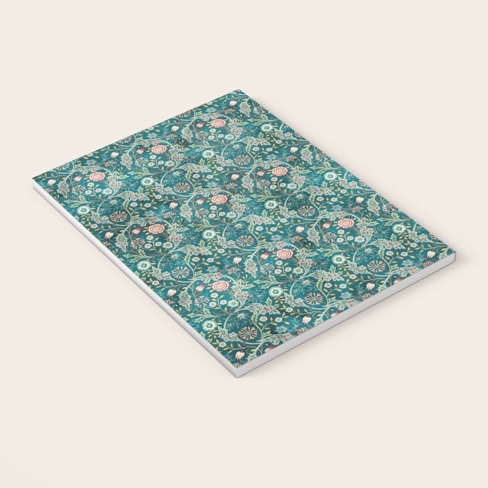 Vintage Wilhelmina Teal Blue Floral by William Morris Notebook Gallery Image 3