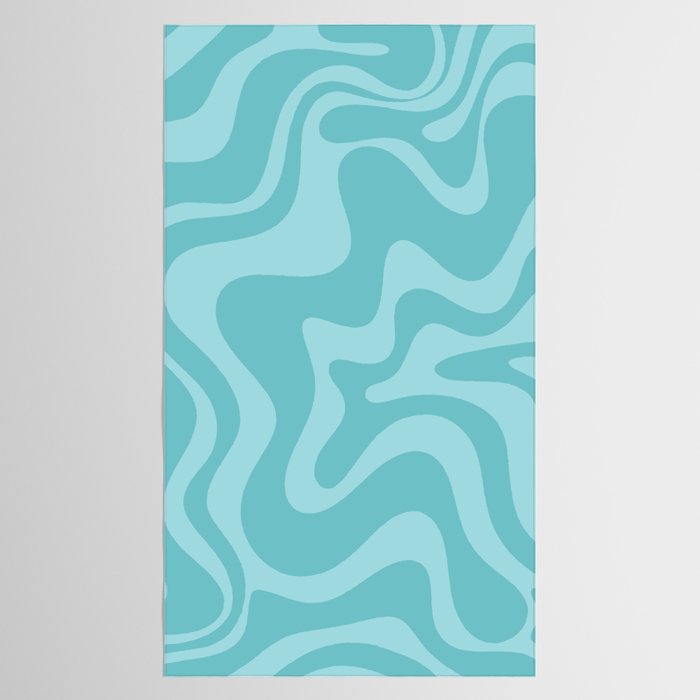 Retro Liquid Swirl Abstract Pattern in Aqua Teal Tablecloth Gallery Image 2
