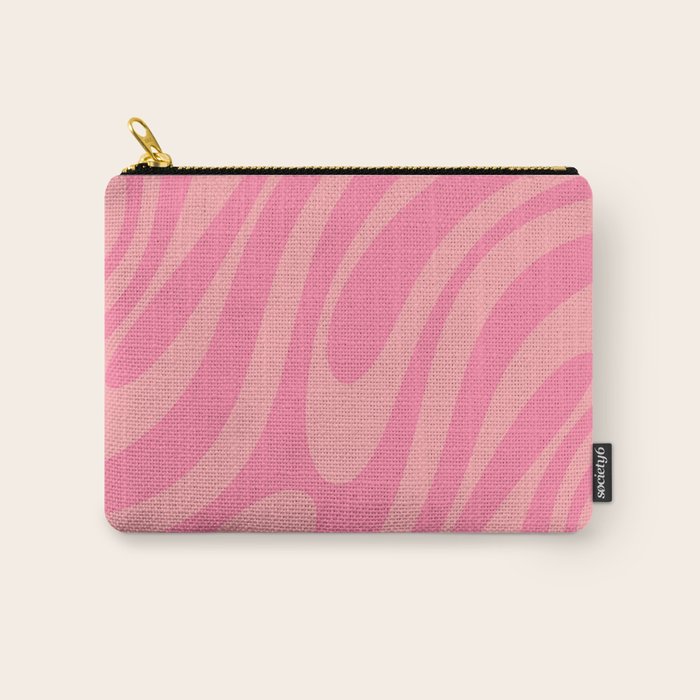 Retro Abstract Wavy Loops Pattern in Pretty Pink Carry All Pouch Gallery Image 1