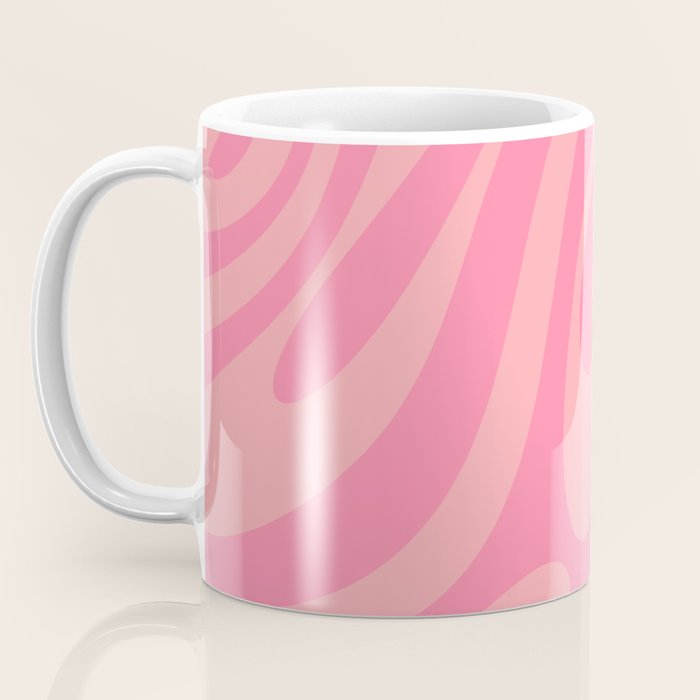 Retro Abstract Wavy Loops Pattern in Pretty Pink Coffee Mug Gallery Image 3