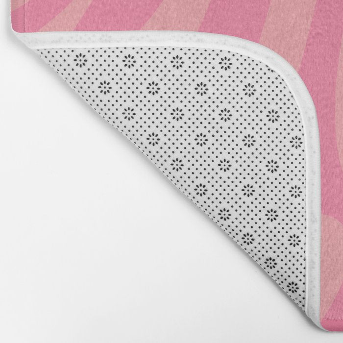 Retro Abstract Wavy Loops Pattern in Pretty Pink Bath Mat Gallery Image 2
