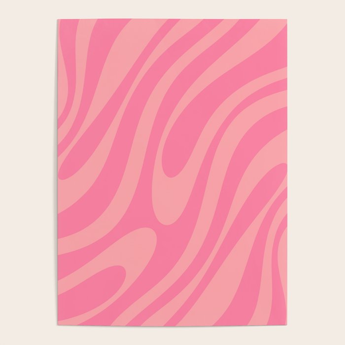Retro Abstract Wavy Loops Pattern in Pretty Pink Poster Gallery Image 1