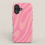 Retro Abstract Wavy Loops Pattern in Pretty Pink iPhone Case Gallery Image 1