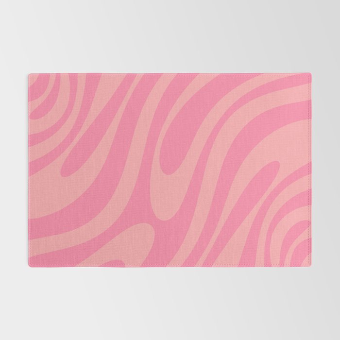 Retro Abstract Wavy Loops Pattern in Pretty Pink Rug Gallery Image 2