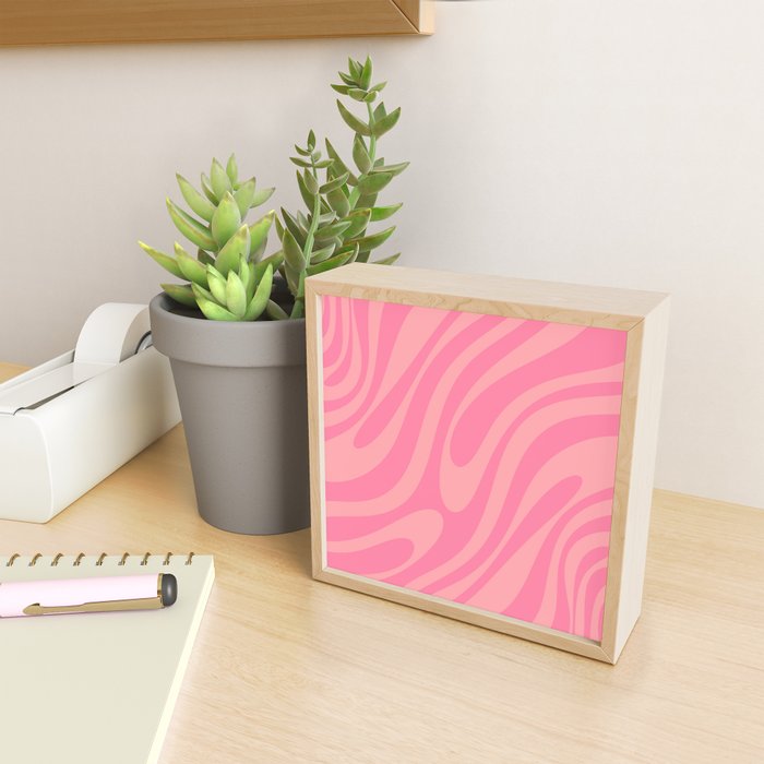 Retro Abstract Wavy Loops Pattern in Pretty Pink Mini Art Print Gallery Image 2