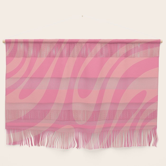 Retro Abstract Wavy Loops Pattern in Pretty Pink Wall Hanging Gallery Image 1