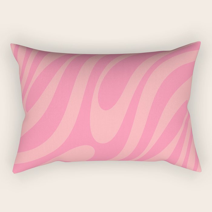 Retro Abstract Wavy Loops Pattern in Pretty Pink Rectangular Pillow Gallery Image 2