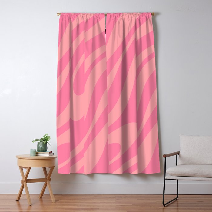 Retro Abstract Wavy Loops Pattern in Pretty Pink Window Curtain Gallery Image 5
