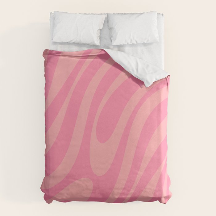 Retro Abstract Wavy Loops Pattern in Pretty Pink Duvet Cover Gallery Image 1