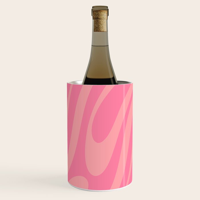 Retro Abstract Wavy Loops Pattern in Pretty Pink Wine Chiller Gallery Image 1