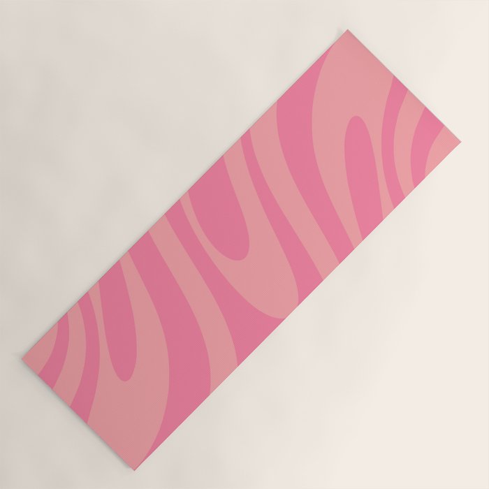 Retro Abstract Wavy Loops Pattern in Pretty Pink Yoga Mat Gallery Image 1
